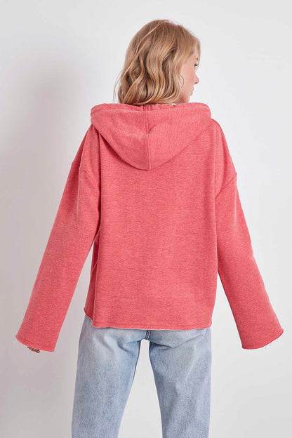 HOODED THREE-STRAND LOOSE SWEATSHIRT