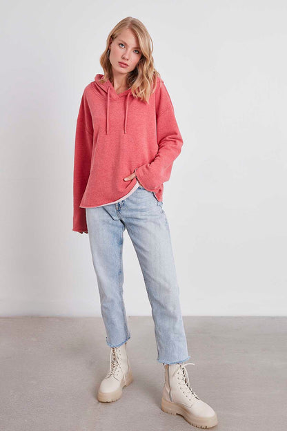 HOODED THREE-STRAND LOOSE SWEATSHIRT