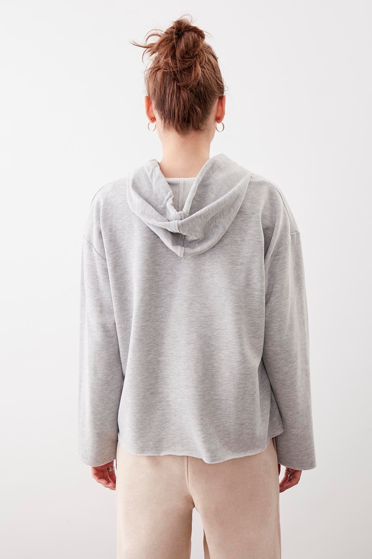 HOODED THREE-STRAND LOOSE SWEATSHIRT