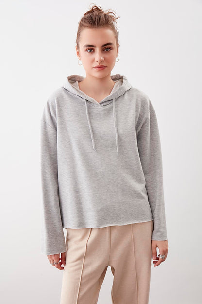HOODED THREE-STRAND LOOSE SWEATSHIRT