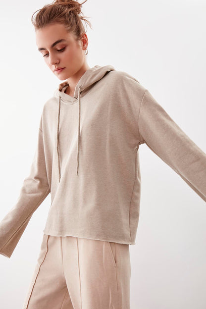 HOODED THREE-STRAND LOOSE SWEATSHIRT