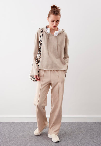 HOODED THREE-STRAND LOOSE SWEATSHIRT