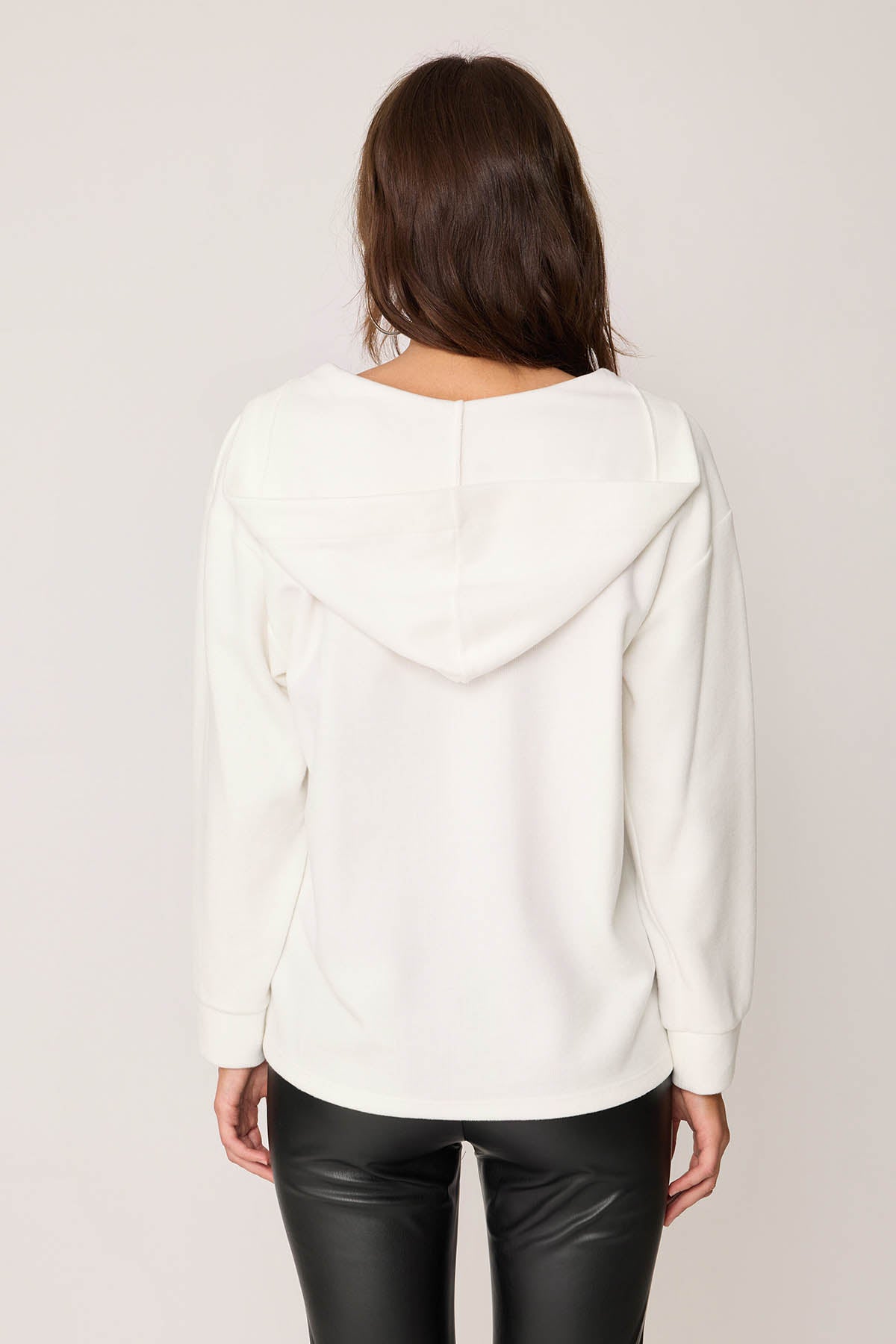 V COLLAR KNITTED SWEATSHIRT WITH HOODIES