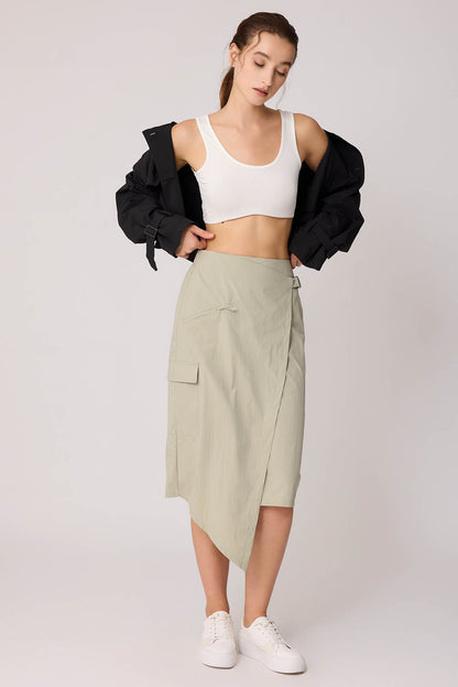 CARGO POCKET PARACHUTE FABRIC SKIRT WITH ELASTANE WAIST
