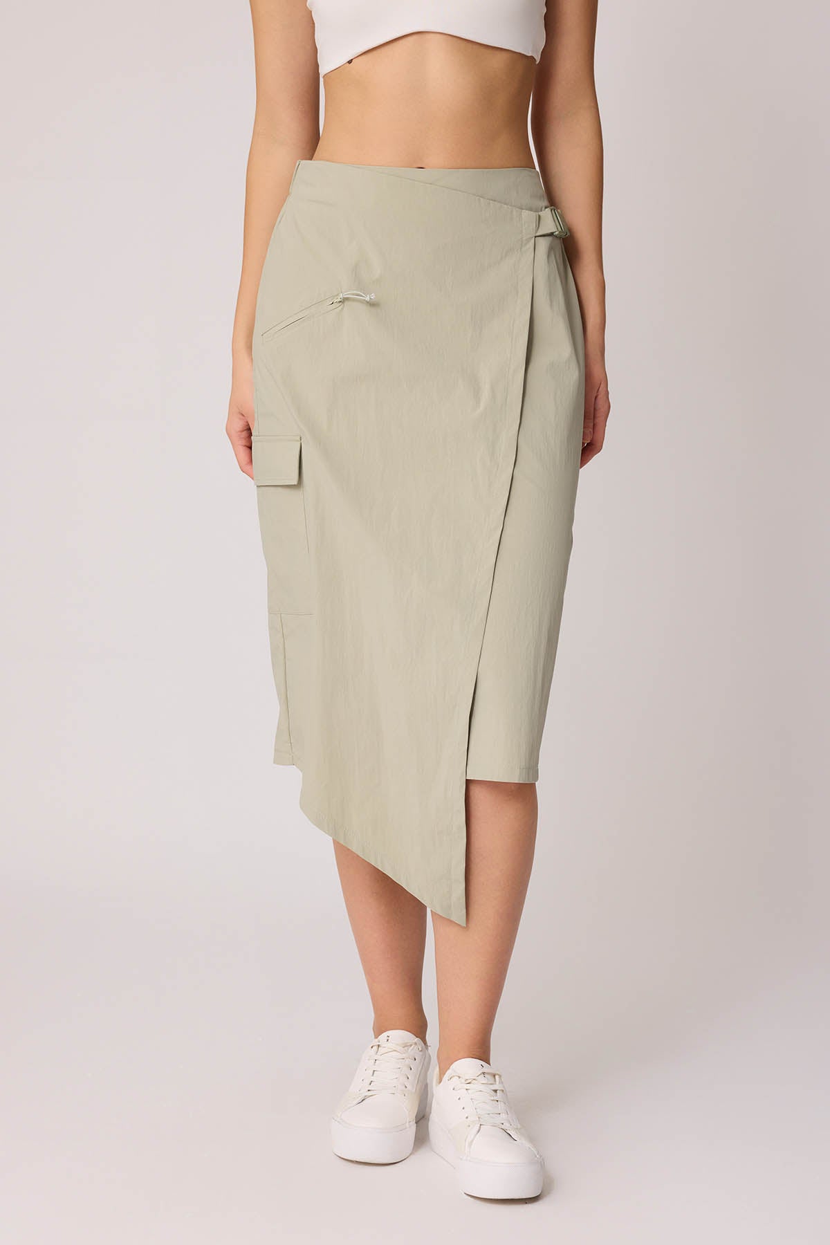 CARGO POCKET PARACHUTE FABRIC SKIRT WITH ELASTANE WAIST