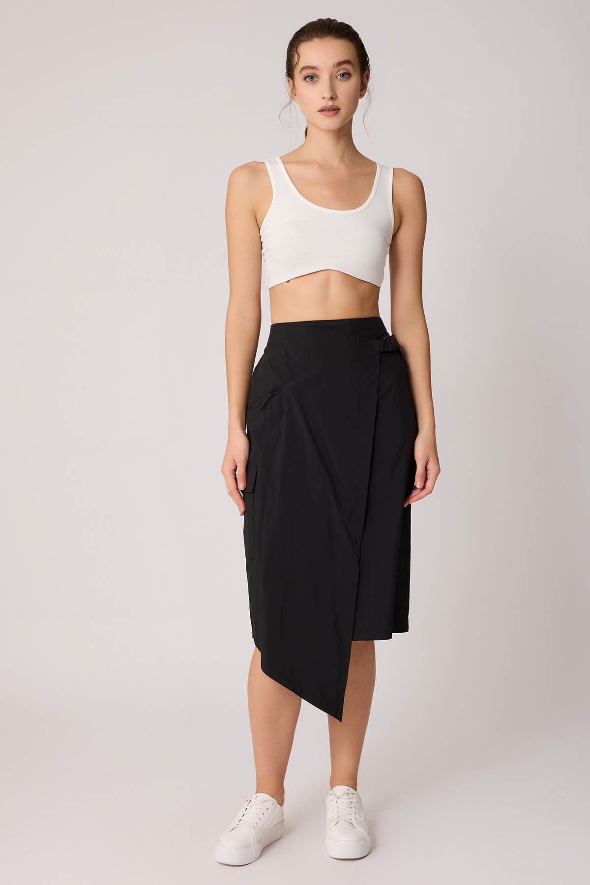 CARGO POCKET PARACHUTE FABRIC SKIRT WITH ELASTANE WAIST