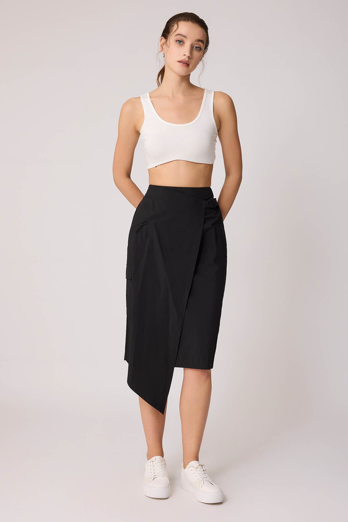 CARGO POCKET PARACHUTE FABRIC SKIRT WITH ELASTANE WAIST