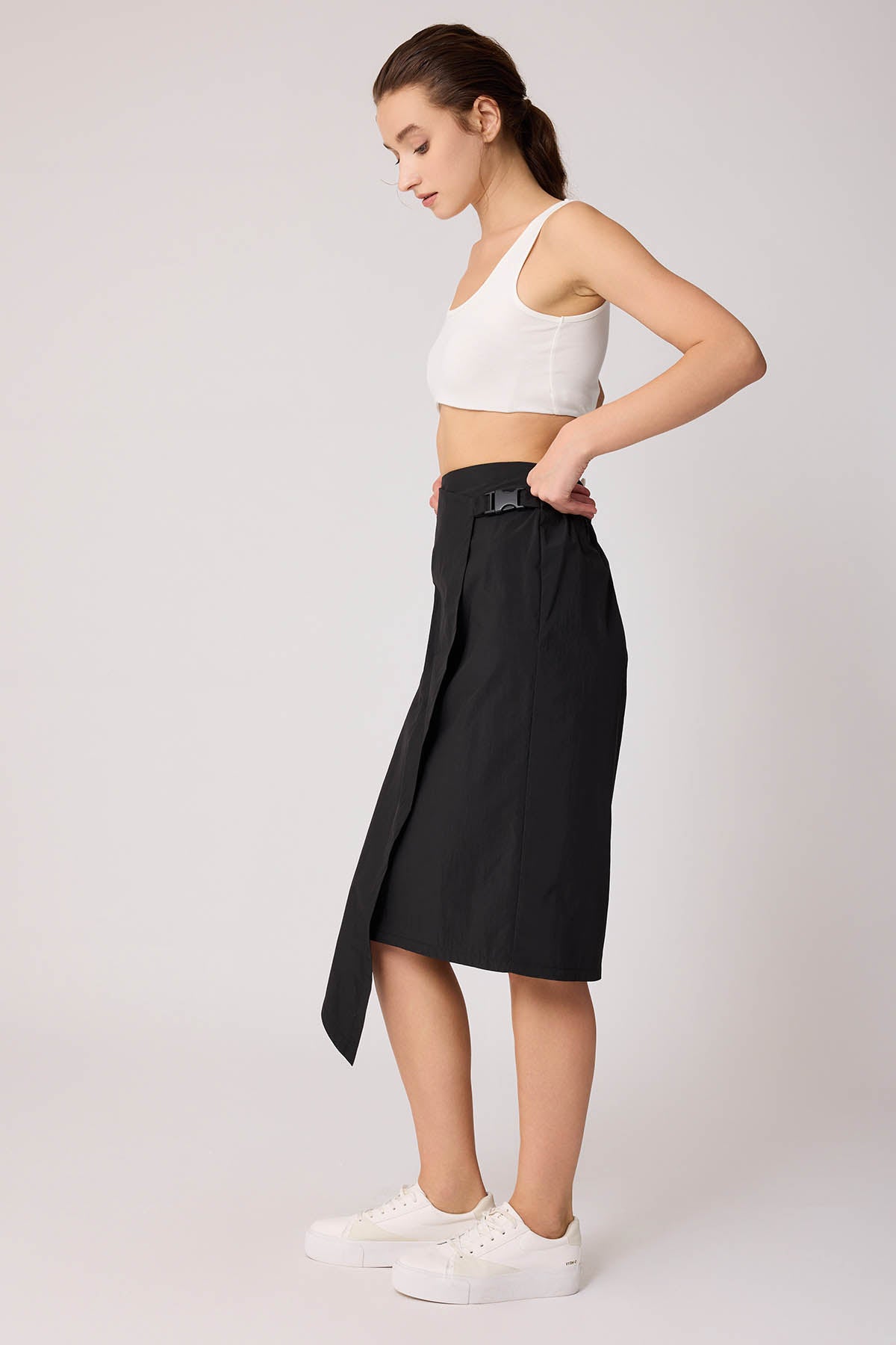 CARGO POCKET PARACHUTE FABRIC SKIRT WITH ELASTANE WAIST