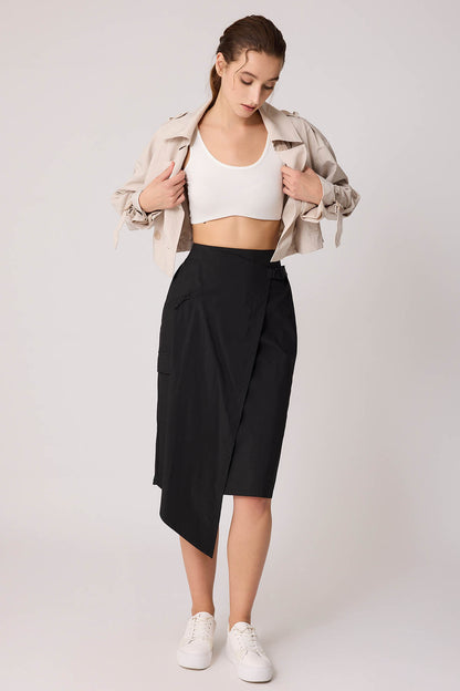 CARGO POCKET PARACHUTE FABRIC SKIRT WITH ELASTANE WAIST