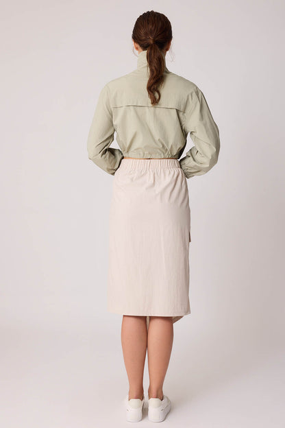 CARGO POCKET PARACHUTE FABRIC SKIRT WITH ELASTANE WAIST