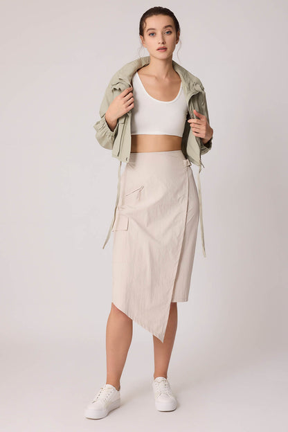 CARGO POCKET PARACHUTE FABRIC SKIRT WITH ELASTANE WAIST