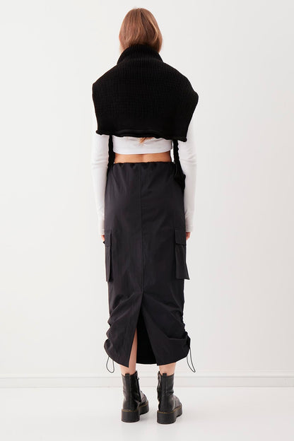 CARGO POCKET PARACHUTE FABRIC SKIRT WITH ELASTANE WAIST