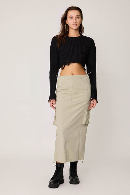 CARGO POCKET PARACHUTE FABRIC SKIRT WITH ELASTANE WAIST