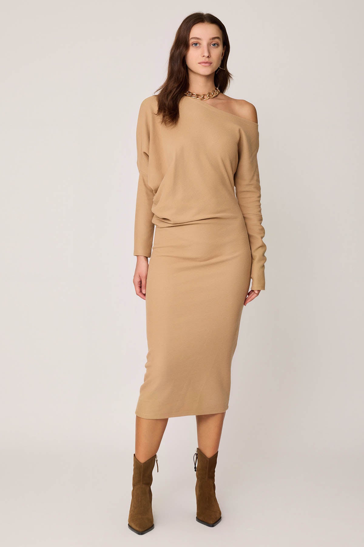 BOATHOUSE COLLAR ASYMMETRIC CUT DRESS