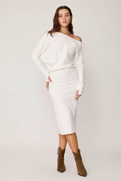 BOATHOUSE COLLAR ASYMMETRIC CUT DRESS