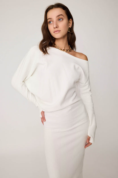 BOATHOUSE COLLAR ASYMMETRIC CUT DRESS