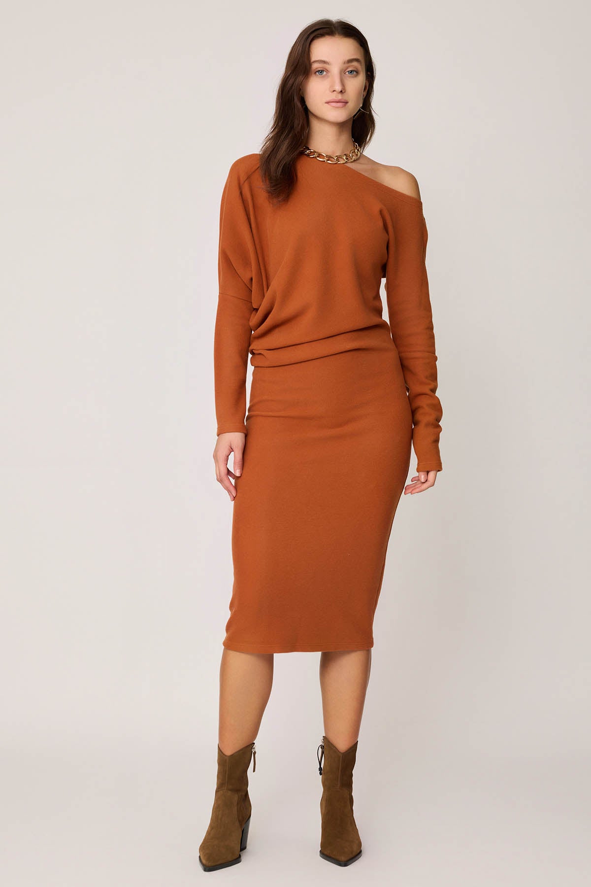 BOATHOUSE COLLAR ASYMMETRIC CUT DRESS