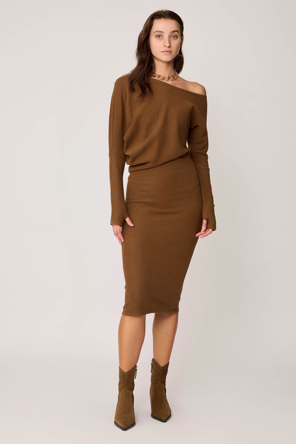 BOATHOUSE COLLAR ASYMMETRIC CUT DRESS