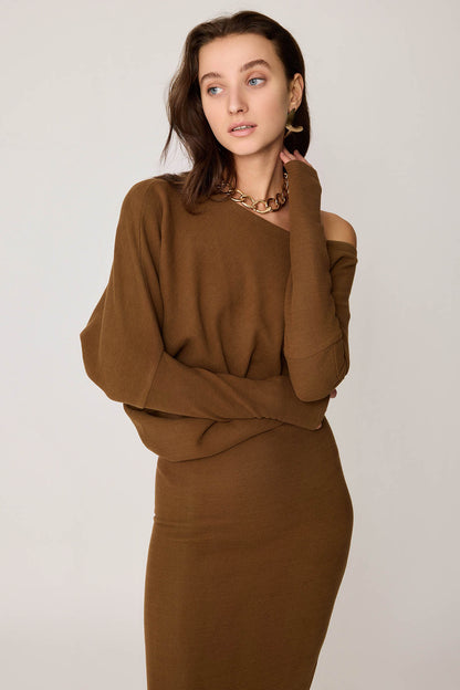 BOATHOUSE COLLAR ASYMMETRIC CUT DRESS