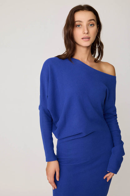 BOATHOUSE COLLAR ASYMMETRIC CUT DRESS