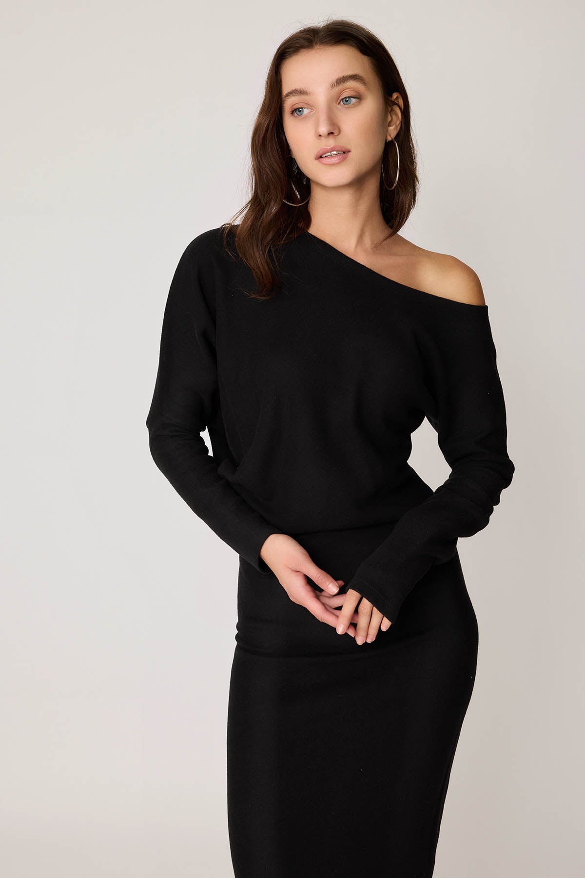 BOATHOUSE COLLAR ASYMMETRIC CUT DRESS