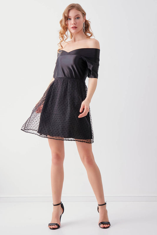 ELEGANT BOAT COLLAR DRESS