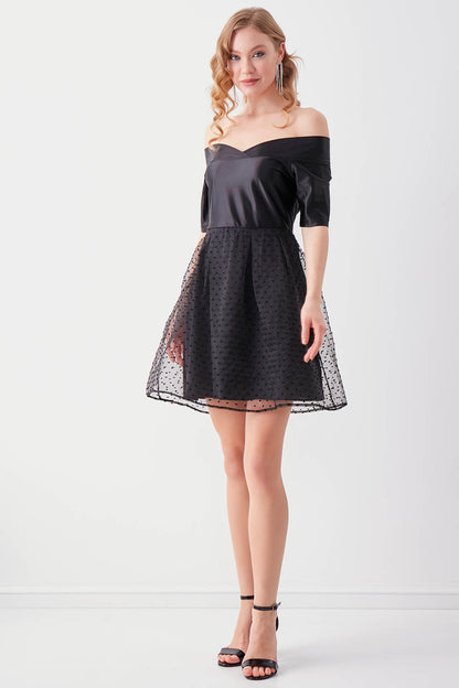 ELEGANT BOAT COLLAR DRESS