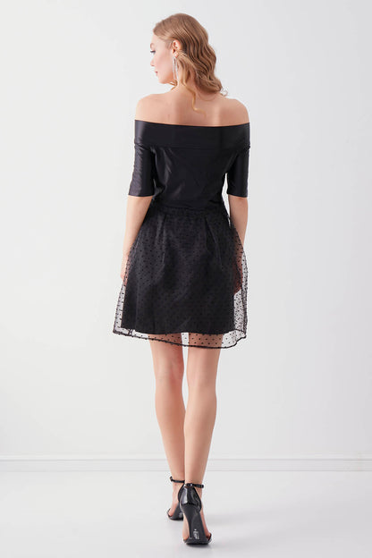ELEGANT BOAT COLLAR DRESS