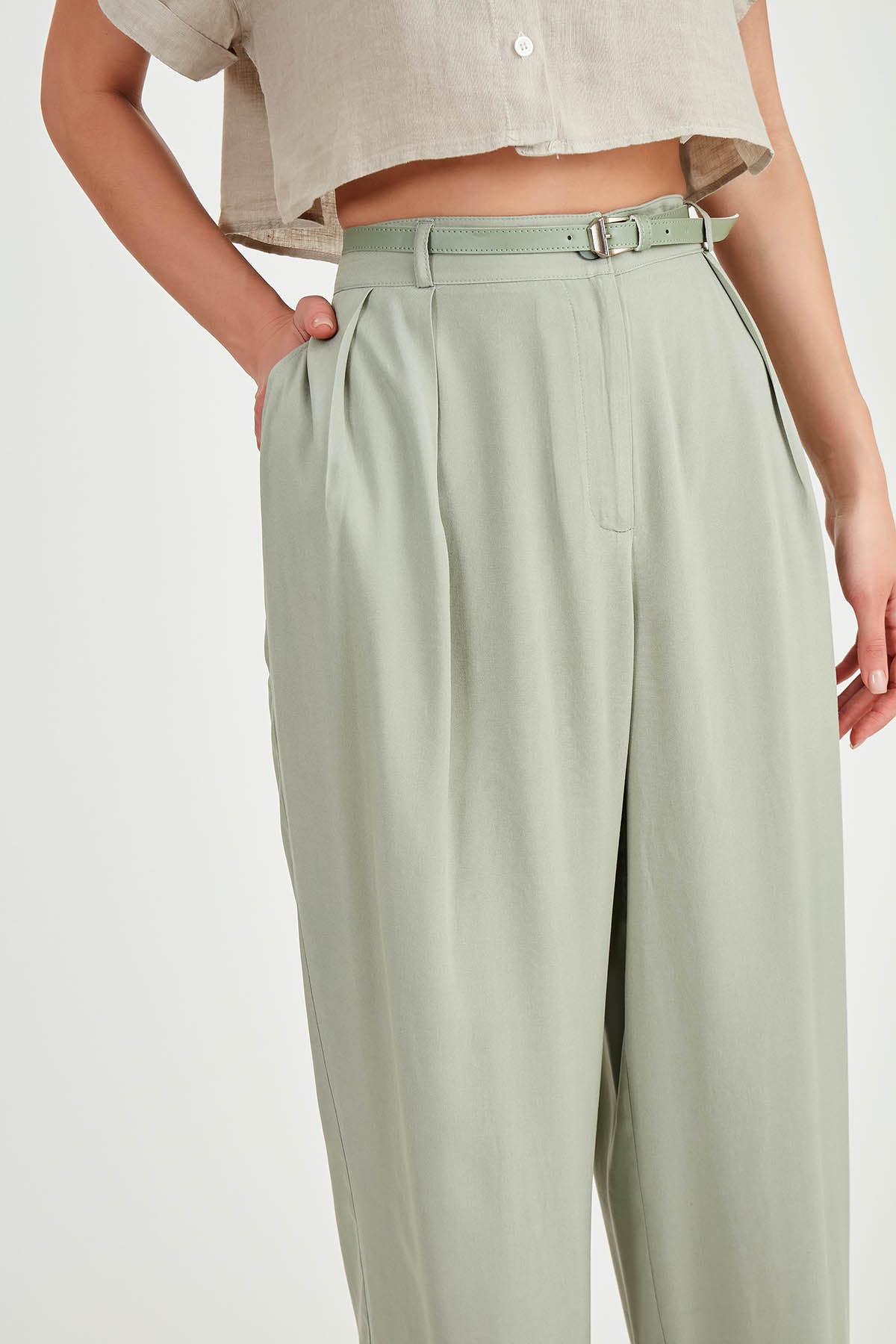 BELTED SMART TROUSERS