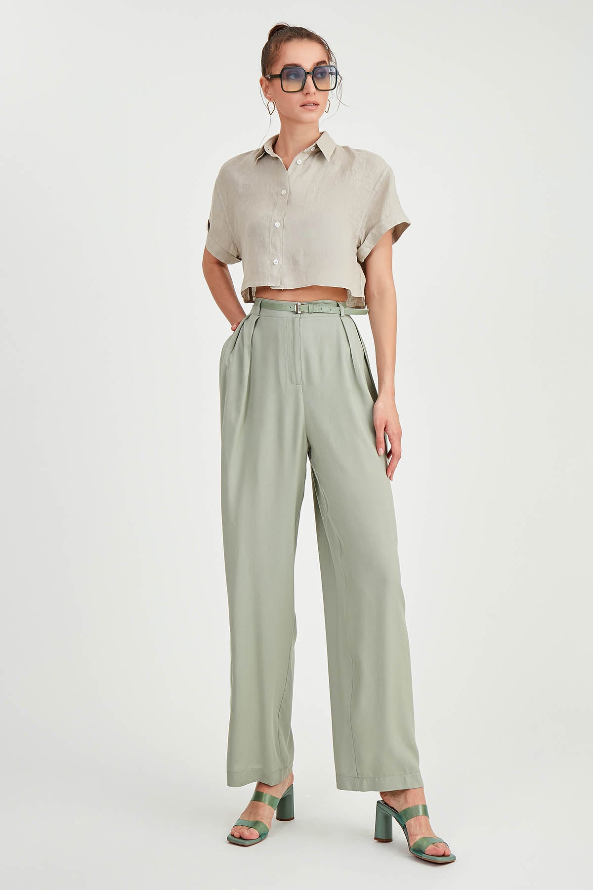 BELTED SMART TROUSERS