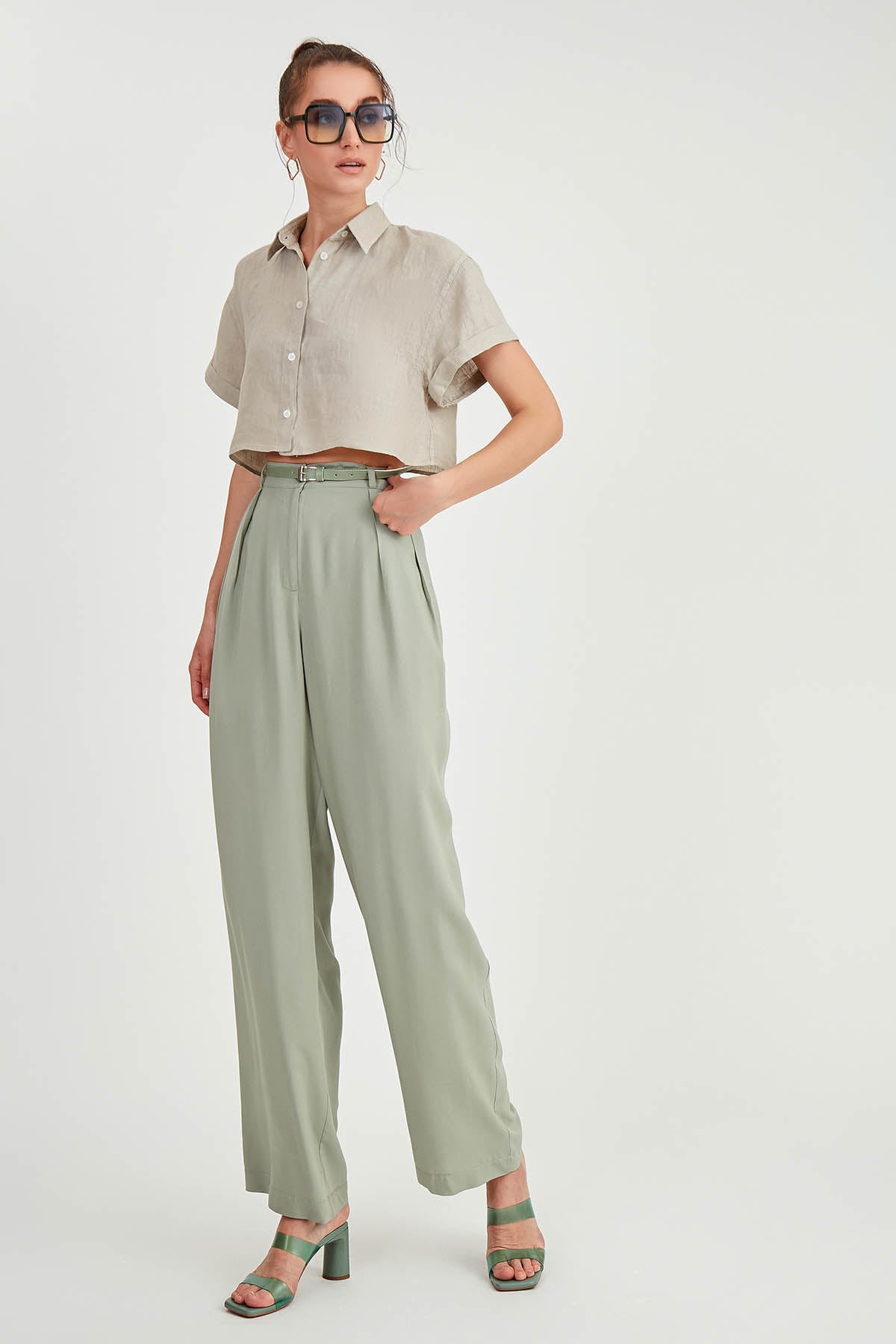 BELTED SMART TROUSERS