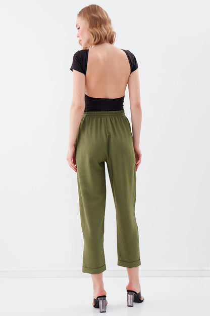 BELGIAN STYLE TROUSERS WITH SILVER BANDED EDGE WITH ELASTANE WAIST