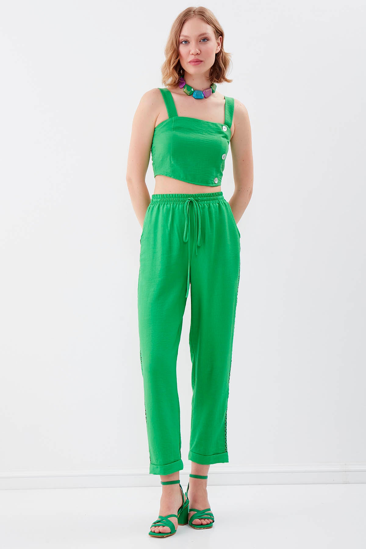 BELGIAN STYLE TROUSERS WITH SILVER BANDED EDGE WITH ELASTANE WAIST