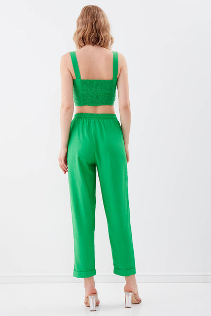 BELGIAN STYLE TROUSERS WITH SILVER BANDED EDGE WITH ELASTANE WAIST