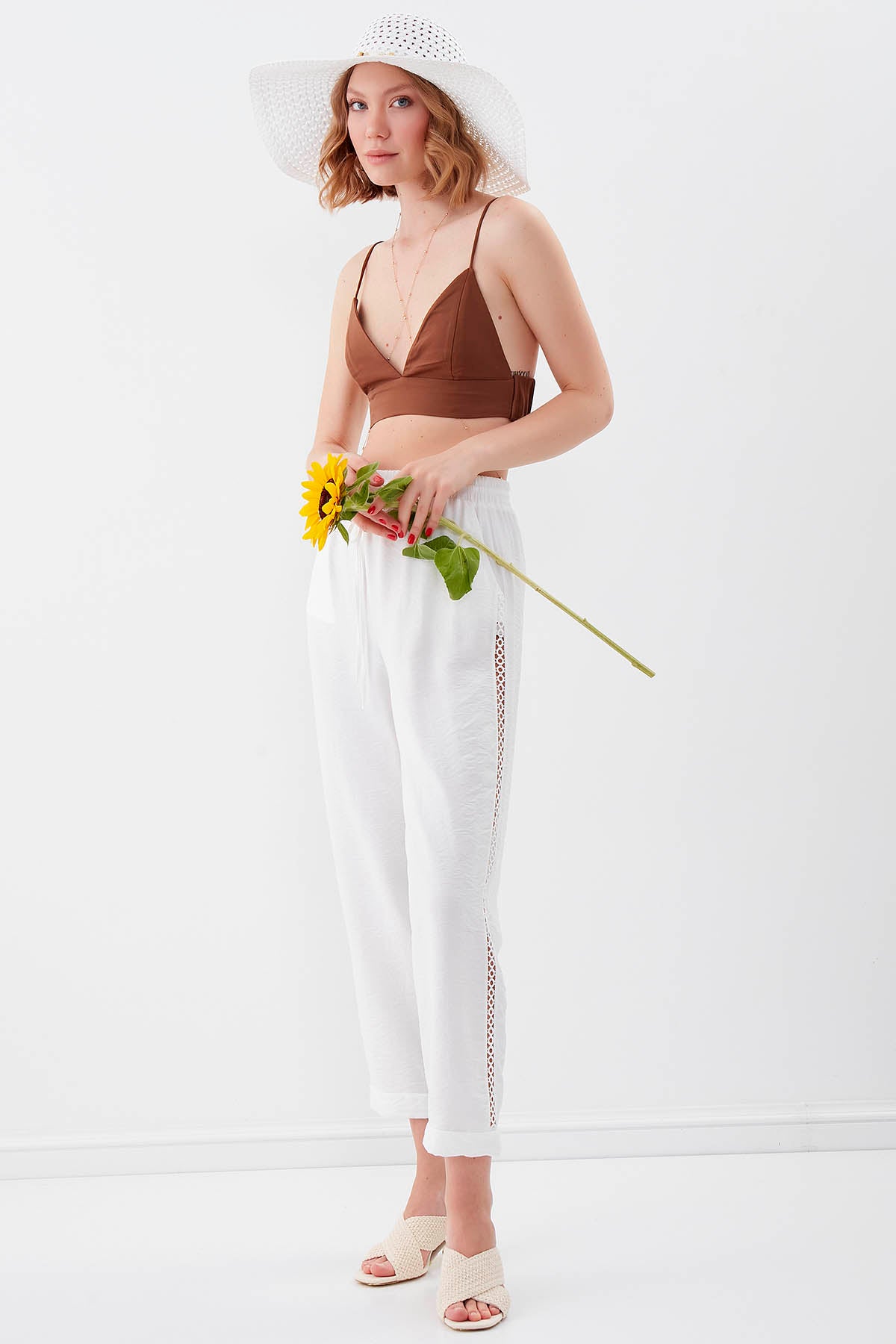 BELGIAN STYLE TROUSERS WITH SILVER BANDED EDGE WITH ELASTANE WAIST