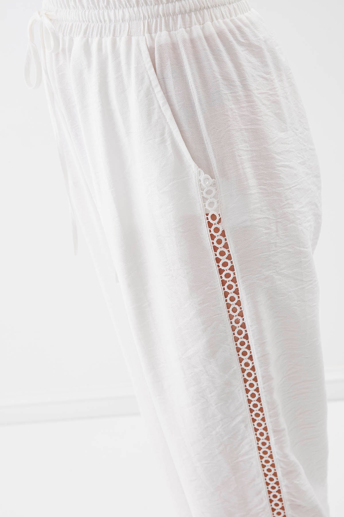 BELGIAN STYLE TROUSERS WITH SILVER BANDED EDGE WITH ELASTANE WAIST