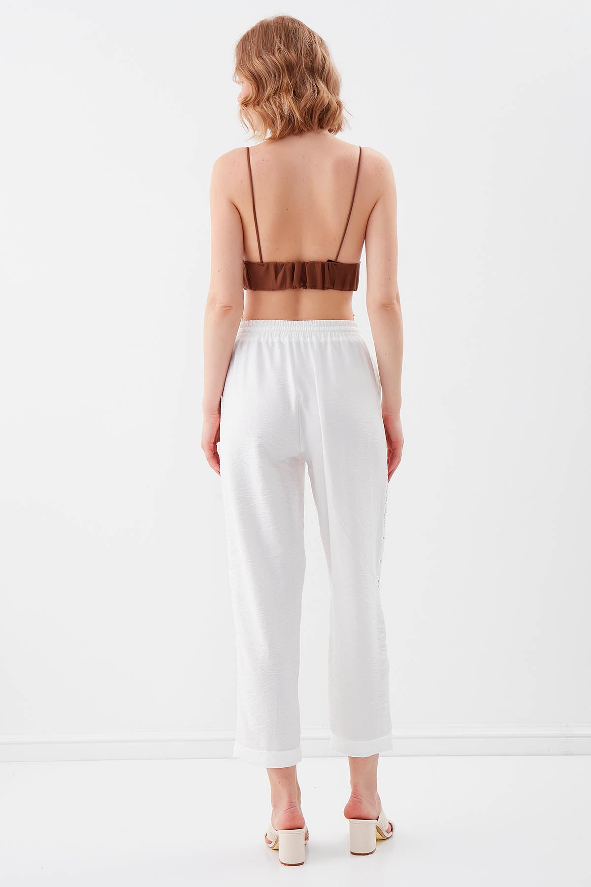 BELGIAN STYLE TROUSERS WITH SILVER BANDED EDGE WITH ELASTANE WAIST