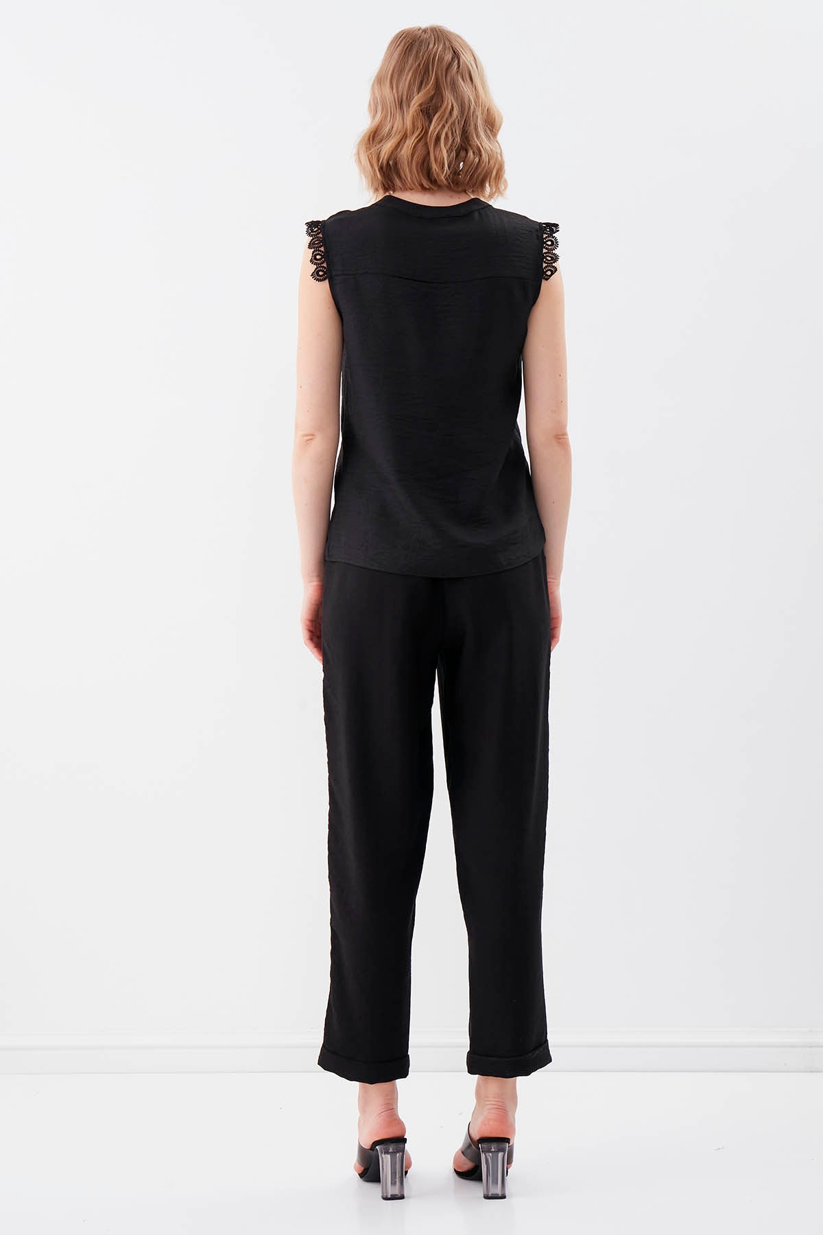 BELGIAN STYLE TROUSERS WITH SILVER BANDED EDGE WITH ELASTANE WAIST