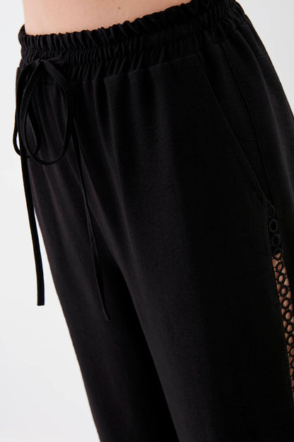 BELGIAN STYLE TROUSERS WITH SILVER BANDED EDGE WITH ELASTANE WAIST