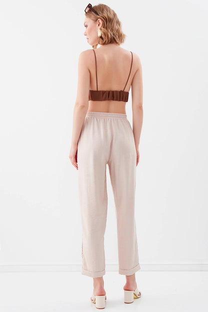 BELGIAN STYLE TROUSERS WITH SILVER BANDED EDGE WITH ELASTANE WAIST