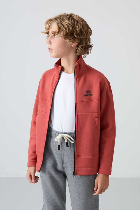 Cotton Thick Fleece-Lined Soft Textured Standard Fit Embroidered Boys' Sweatshirt - 11245
