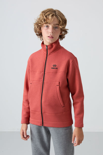 Cotton Thick Fleece-Lined Soft Textured Standard Fit Embroidered Boys' Sweatshirt - 11245