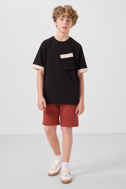 Cotton silk soft woven standard fit basic boys' shorts - 11293