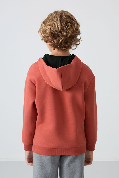 Cotton Thick Fleece-Lined Soft Textured Standard Fit Embroidered Boys' Sweatshirt - 11244