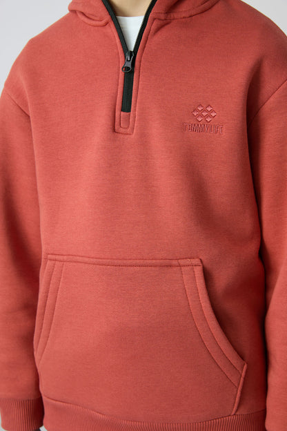 Cotton Thick Fleece-Lined Soft Textured Standard Fit Embroidered Boys' Sweatshirt - 11244