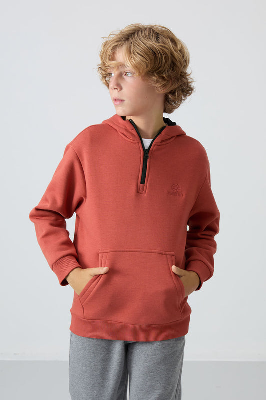 Cotton Thick Fleece-Lined Soft Textured Standard Fit Embroidered Boys' Sweatshirt - 11244