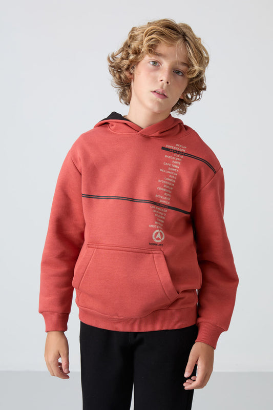 Cotton Thick Fleece-Lined Soft Textured Standard Fit Printed Boys' Sweatshirt - 11239