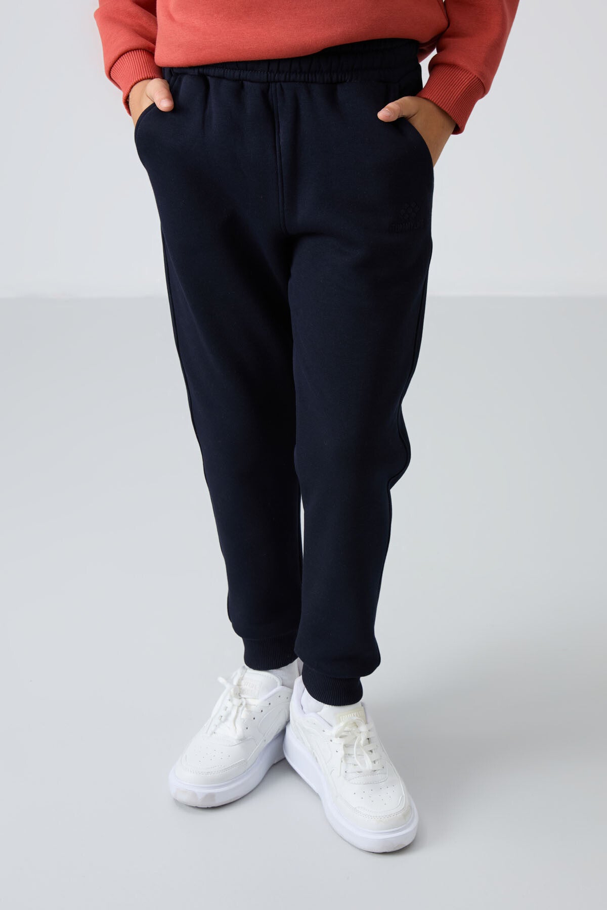 Blue Cotton Thick Fleece-Lined Soft Textured Standard Fit Embroidered Boys' Tracksuit Set - 11249