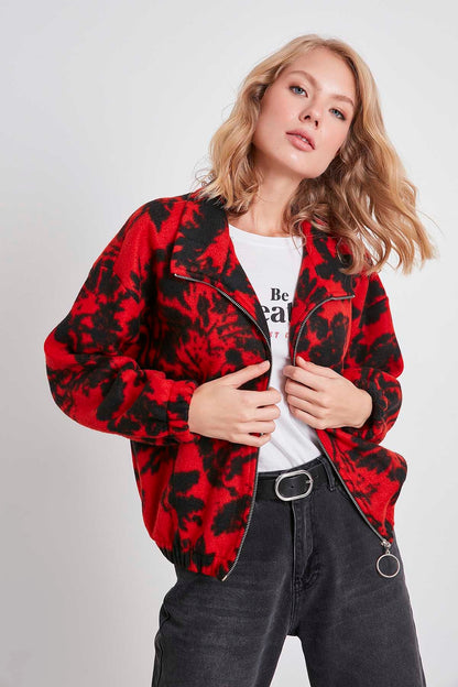 POLAR SWEAT WITH RED PATTERN