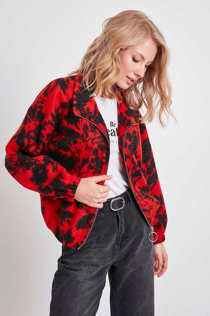 POLAR SWEAT WITH RED PATTERN